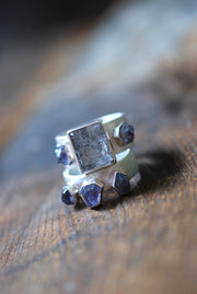 Black Rutile Needles And Spinel Cluster Ring