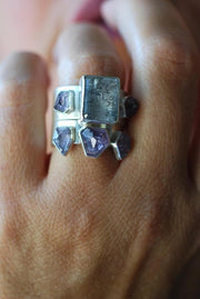 Black Rutile Needles And Spinel Cluster Ring