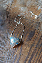 Heart Of Gold Pendant Morenci Turquoise With Pyrite