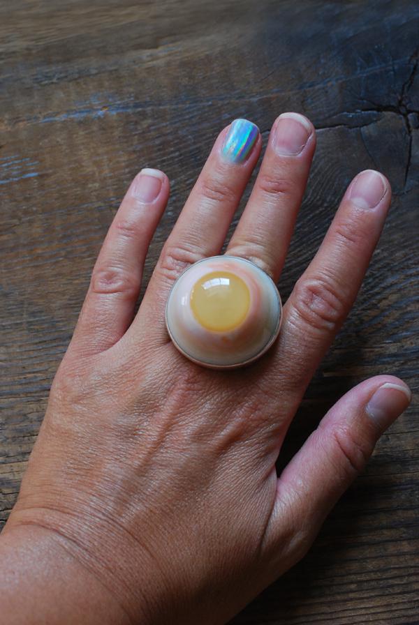 Sunny Side Up Ring Collector's Eye Agate