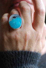 Rain Dance Mineral Ring Amazonite Quartz And Hematite