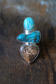 Earth's Bounty Ring Turquoise And Flower Jasper