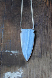 Gemmy Blue Chalcedony Arrowhead Statement Necklace