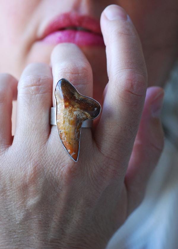Maritime Ring Fire Orange Shark Tooth