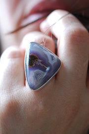 Lavender Storm Ring Rare Laguna Plume Agate