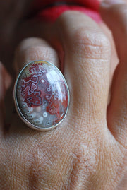Red Velvet Ring Collector's Red Lace Agate