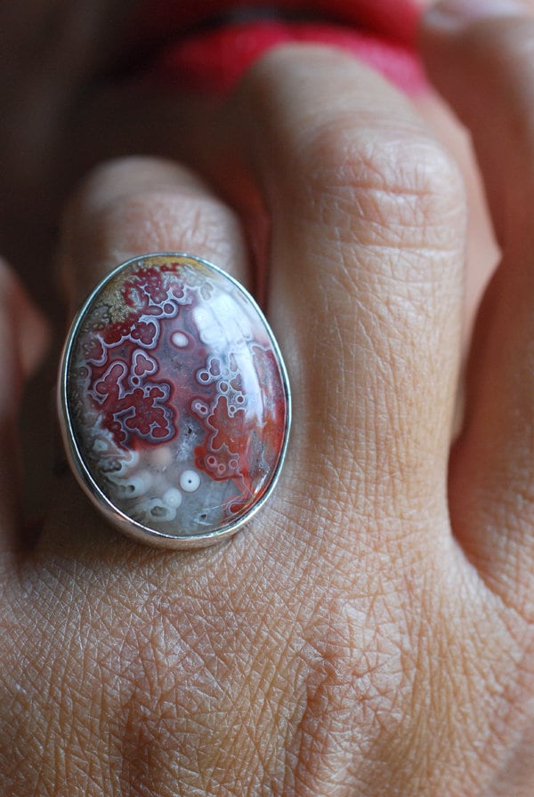 Red Velvet Ring Collector's Red Lace Agate