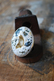 Spring Bounty Ring Drusy Crystal Pocket Ocean Jasper