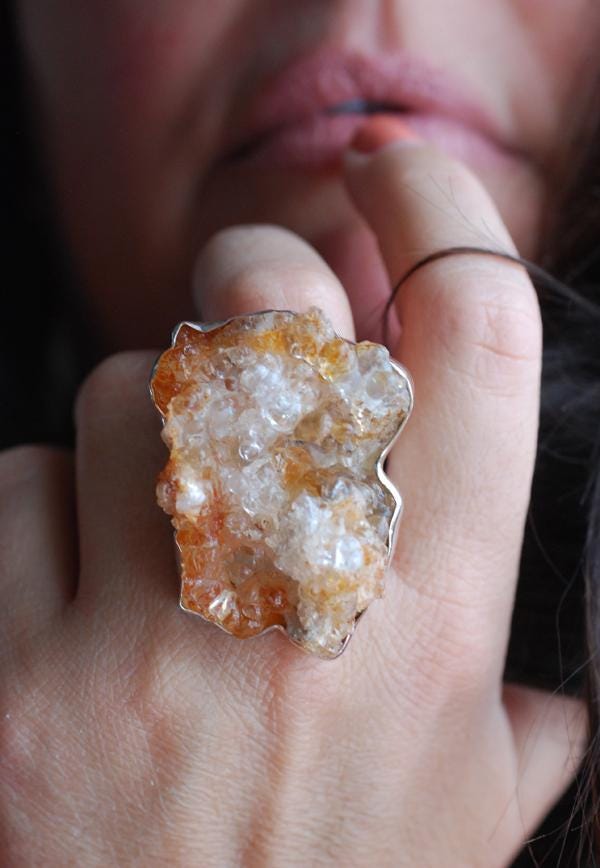 Water Opal Ring Rare UV Hyalite