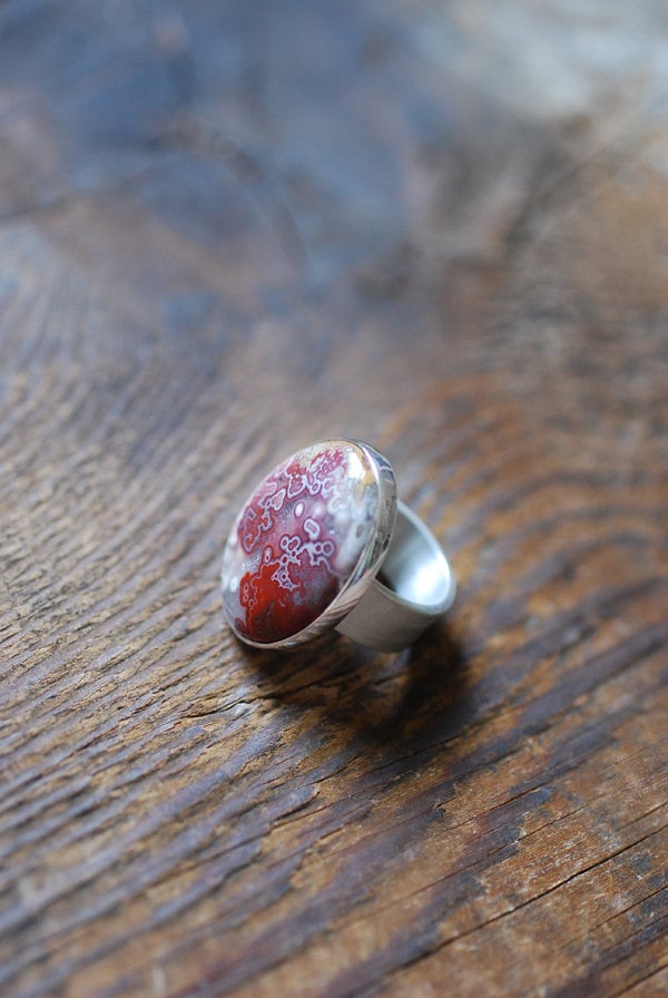 Red Velvet Ring Collector's Red Lace Agate