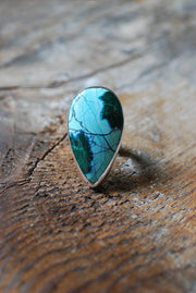 Flowers Ring Chatoyant Malachite Flowers In Chrysocolla