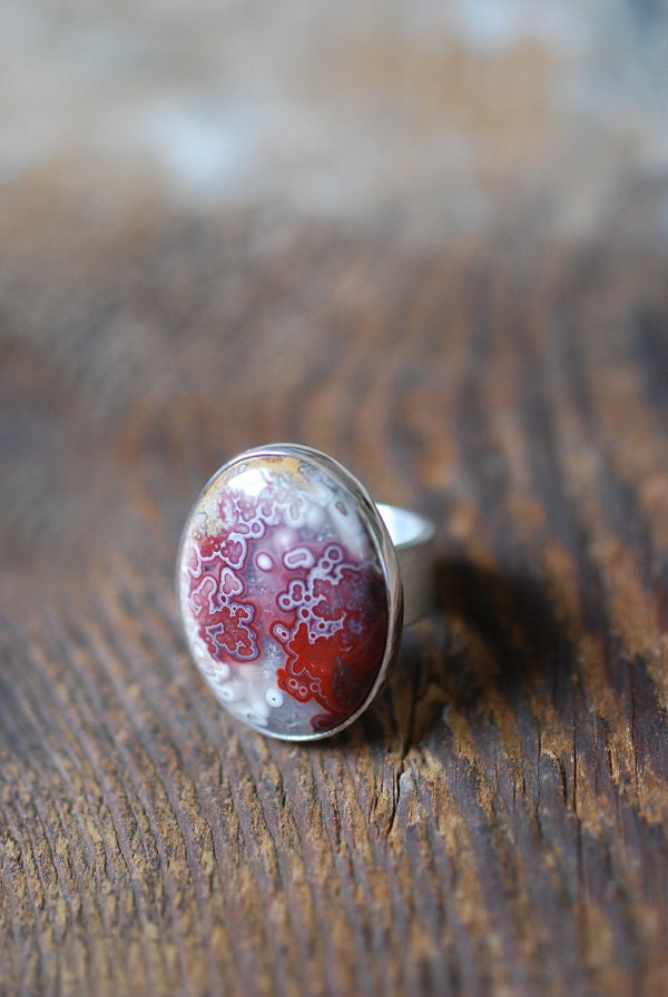 Red Velvet Ring Collector's Red Lace Agate