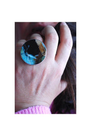 Silent Storm Ring Petrified Wood Blue Collawood