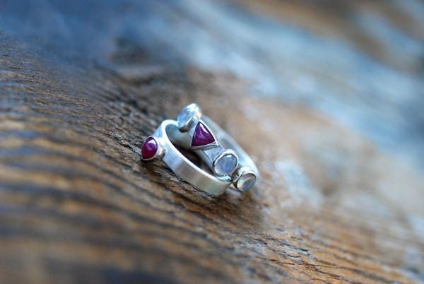 Vittoria Stacking Rings Ruby And Moonstone