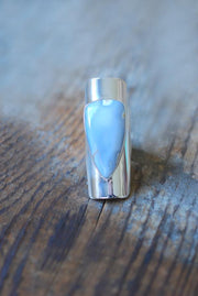 Rare Pale Blue Chalcedony Cuff Ring