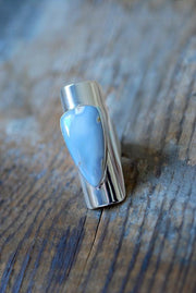 Rare Pale Blue Chalcedony Cuff Ring