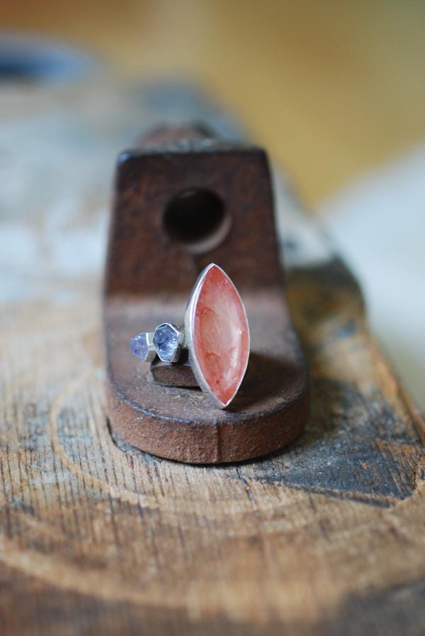 Clementine Stacking Ring Lavender Spinel And Hematoid Quartz