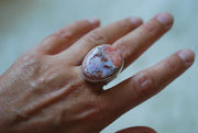 Purple Peach Fire Opal Statement Ring Raw Rainbow Opal