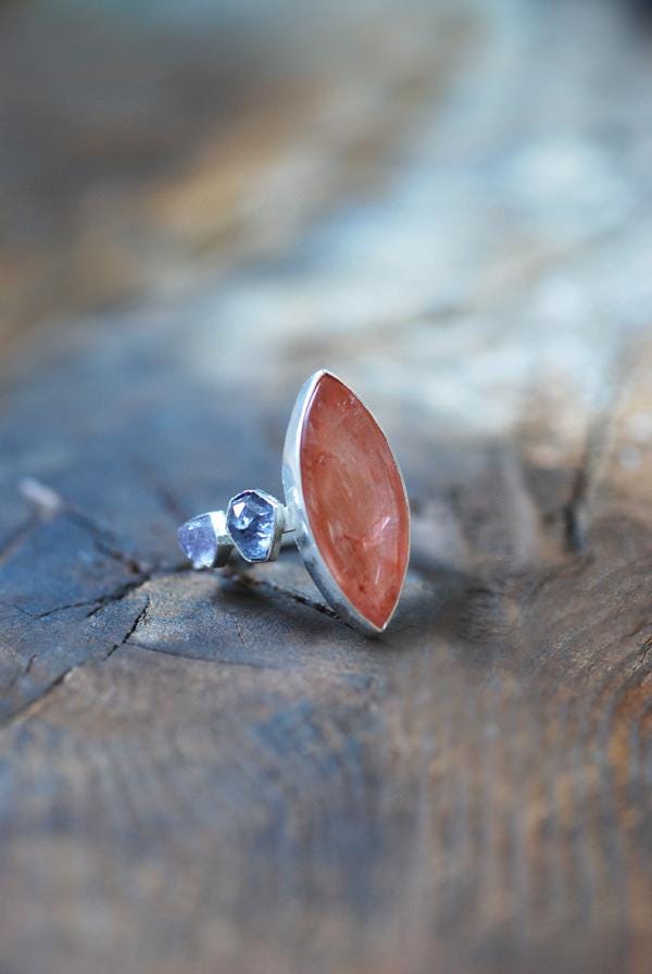 Clementine Stacking Ring Lavender Spinel And Hematoid Quartz