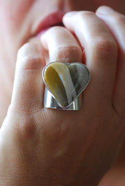Heart Of Gold Jasper Cuff Gem Ring