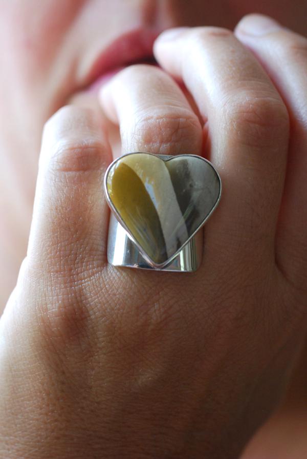 Heart Of Gold Jasper Cuff Gem Ring