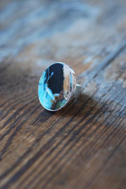 Silent Storm Ring Petrified Wood Blue Collawood