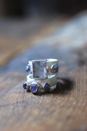 Black Rutile Needles And Spinel Cluster Ring