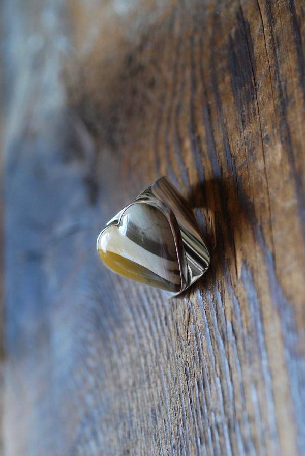 Heart Of Gold Jasper Cuff Gem Ring
