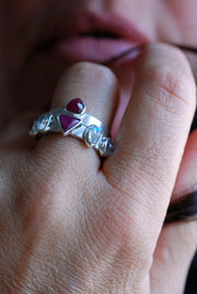 Vittoria Stacking Rings Ruby And Moonstone