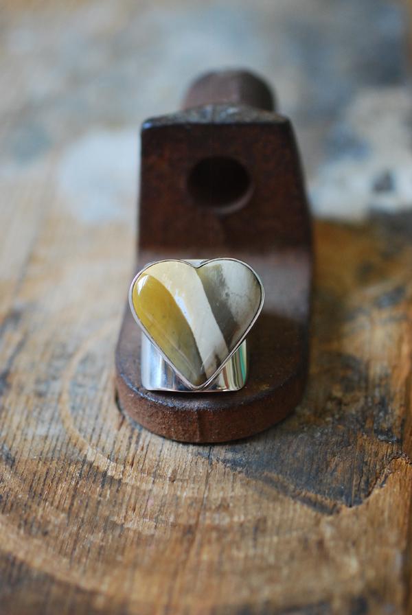 Heart Of Gold Jasper Cuff Gem Ring