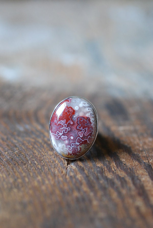 Red Velvet Ring Collector's Red Lace Agate
