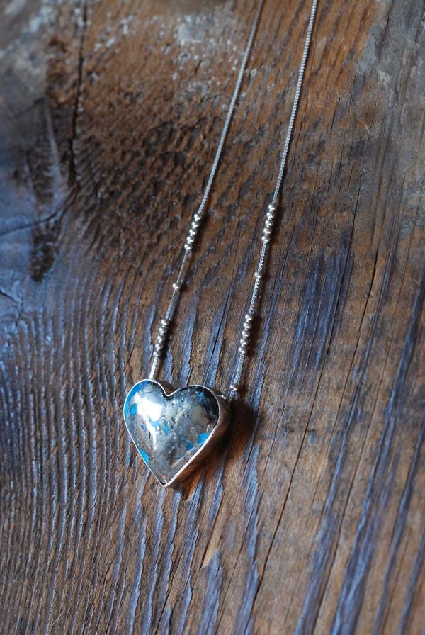 Heart Of Gold Pendant Morenci Turquoise With Pyrite