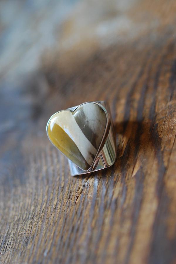 Heart Of Gold Jasper Cuff Gem Ring