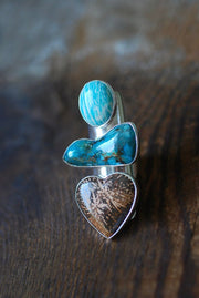 Earth's Bounty Ring Turquoise And Flower Jasper