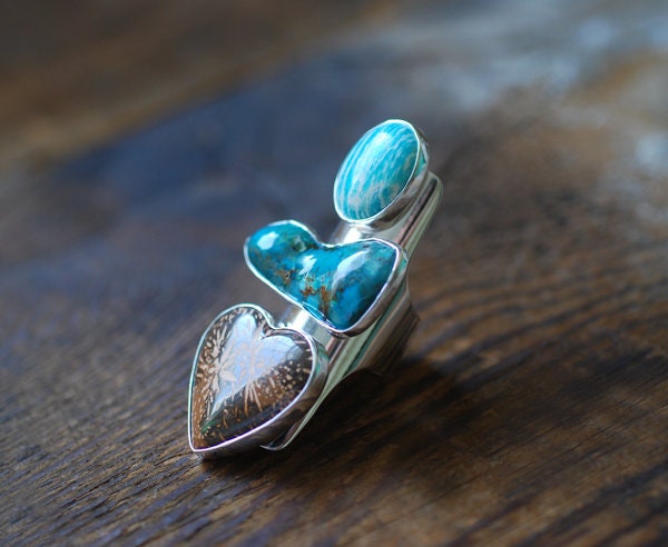 Earth's Bounty Ring Turquoise And Flower Jasper