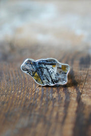 Magic Cloud Mineral Ring Black Rutile Tourmalinated Quartz