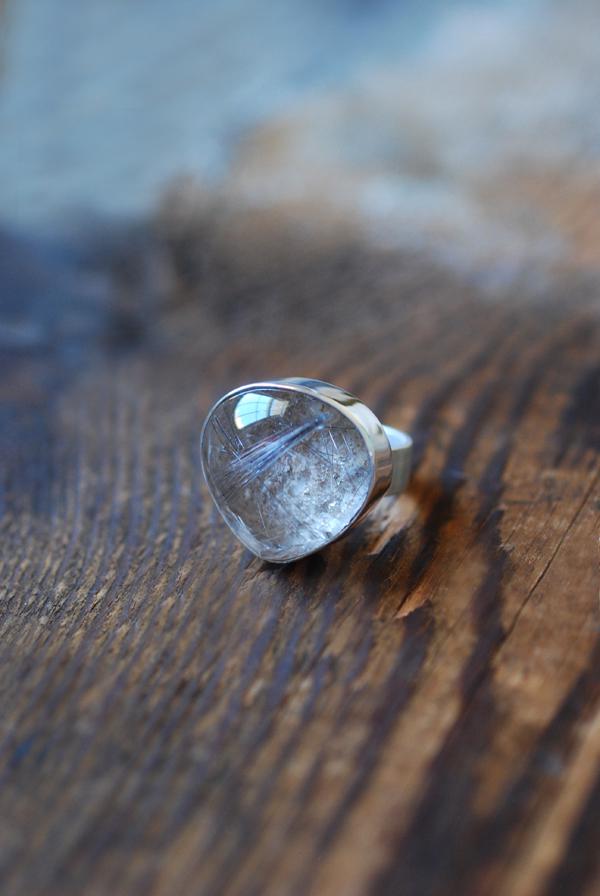 Halley's Comet Ring Silver Rutile Collector's Needle Quartz Ring
