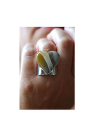 Heart Of Gold Jasper Cuff Gem Ring