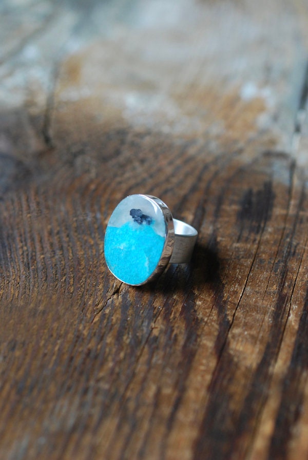 Rain Dance Mineral Ring Amazonite Quartz And Hematite