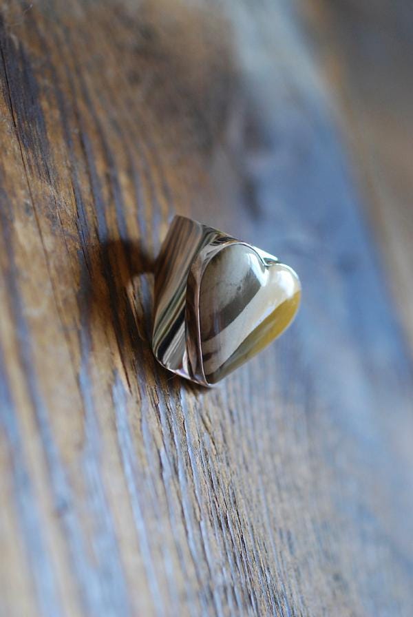 Heart Of Gold Jasper Cuff Gem Ring