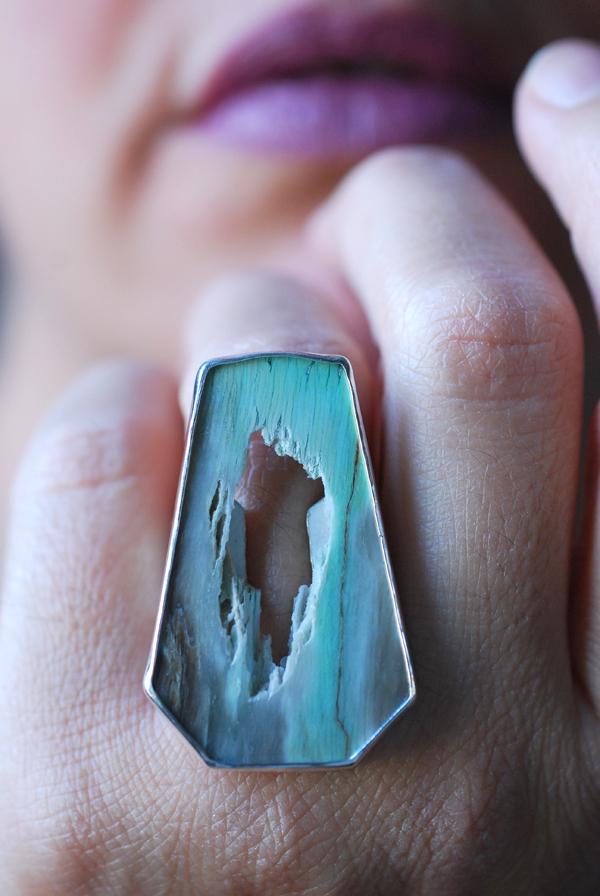 Petrified Wood Ring Opal Wood