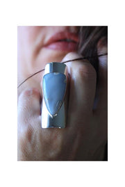 Rare Pale Blue Chalcedony Cuff Ring