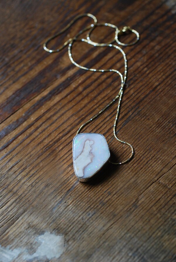 Spencer Rainbow Opal Pendant American Mined Idaho Opal