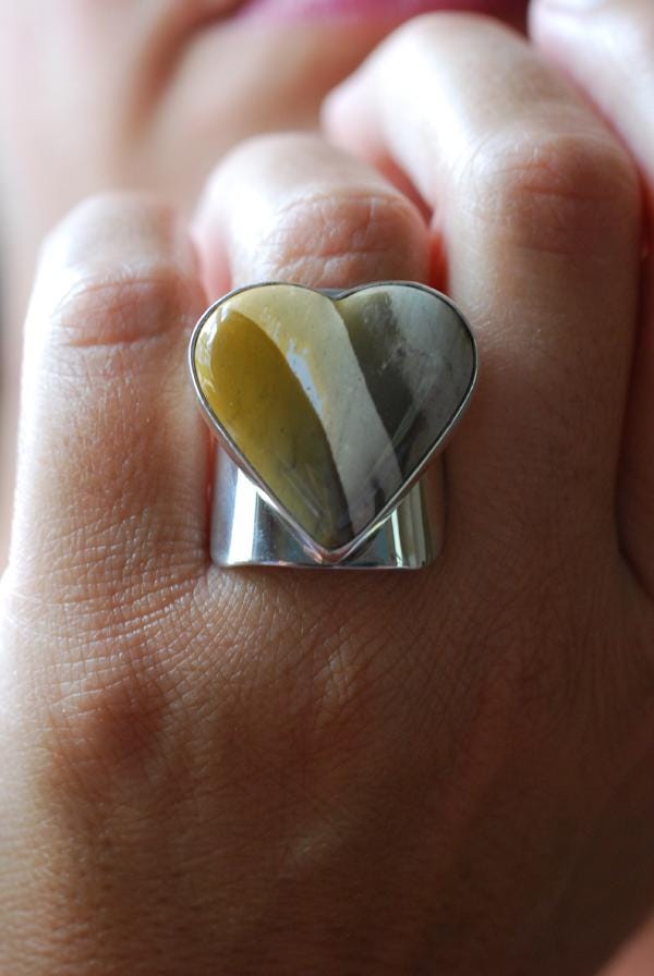 Heart Of Gold Jasper Cuff Gem Ring