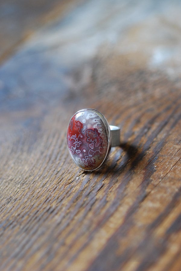 Red Velvet Ring Collector's Red Lace Agate