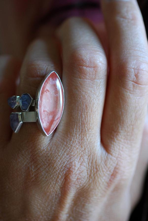 Clementine Stacking Ring Lavender Spinel And Hematoid Quartz