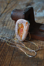 Dollybird Fiery Rainbow Necklace Statement Raw Fire Opal