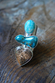 Earth's Bounty Ring Turquoise And Flower Jasper