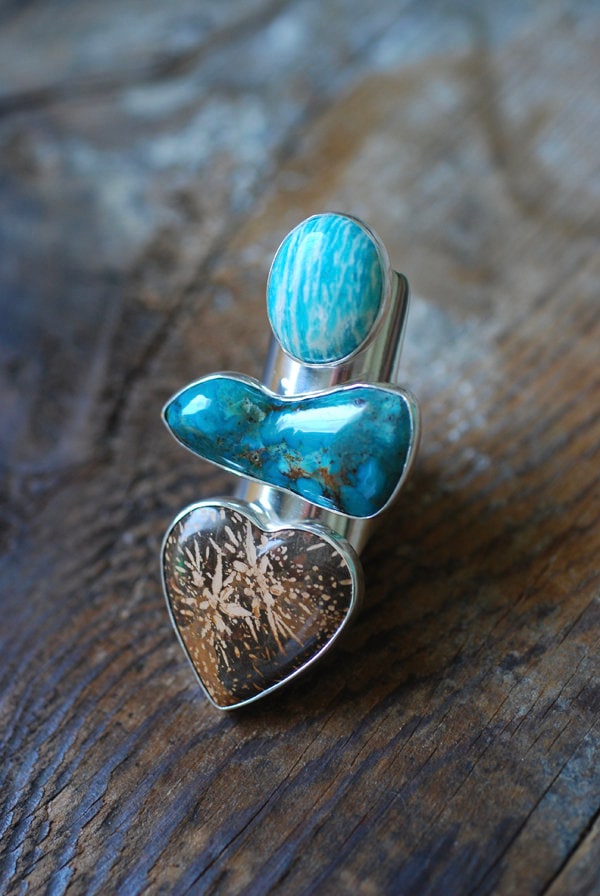 Earth's Bounty Ring Turquoise And Flower Jasper
