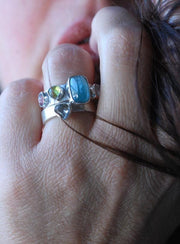 Vittoria Stacking Rings Tourmaline, Peridot, Moonstone, And Aquamarine